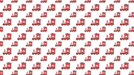 christmas train pattern on a white background 3d rendering.