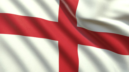 the flag of england made of silk 3d rendering.の写真素材