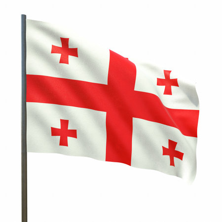 flag of georgia on a white background 3d rendering.の写真素材