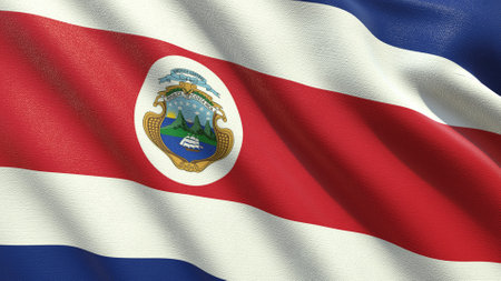 flag of costa rica waving in the wind 3d rendering.