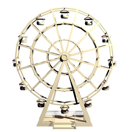 old cartoon ferris wheel on the white background 3d rendering.の写真素材