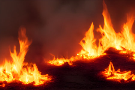 Spring fires creepy shots, burning trees and grassの写真素材