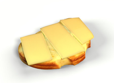 butter sandwich on a loaf on a white background 3d-renderingの写真素材