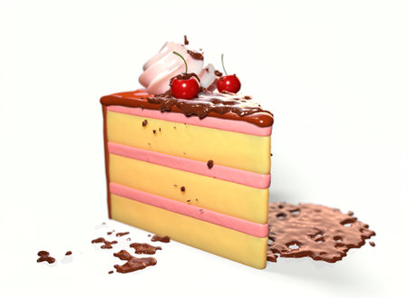 cherry cake on a white background 3d-renderingの写真素材