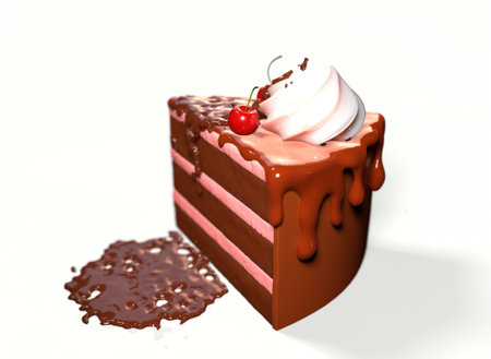 chocolate cake with cherries on a white background 3d rendering.の写真素材