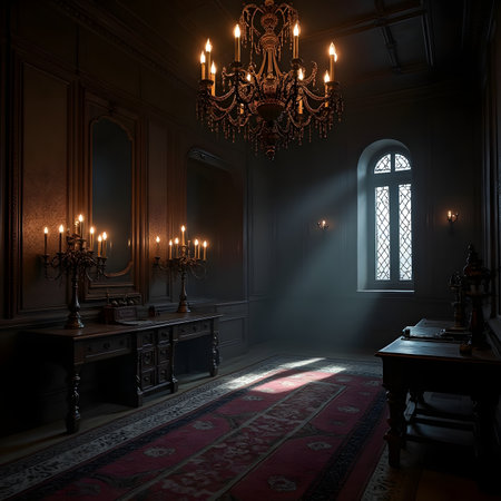 Luxury interior of an old palace. 3D render.の素材