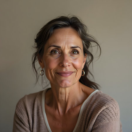 Portrait of a beautiful middle-aged woman looking at the cameraの素材