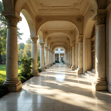 Beautiful colonnade in the palace of Versailles, Franceの素材