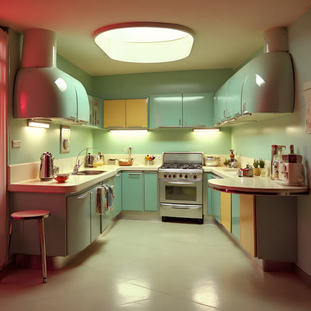 Interior of a modern kitchen. 3D render. 3D illustrationの素材