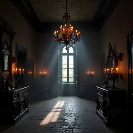 Luxury interior of the old castle. 3D rendering.の素材