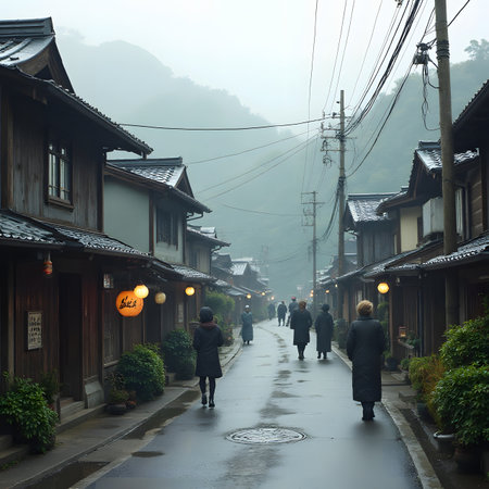 Narrow street in the old town of Takayama, Japanの素材