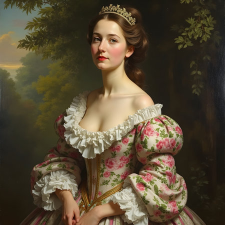 Portrait of a beautiful young woman in a medieval era dress.の素材