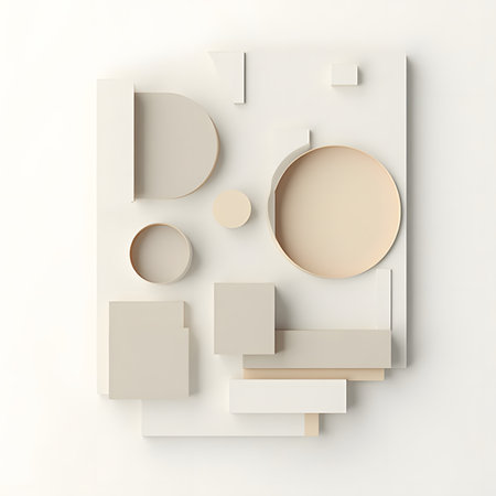 3d illustration of abstract geometric composition, minimalistic design, primitive shapesの素材