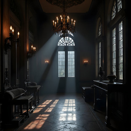 Luxury interior of an old palace. 3D render.の素材