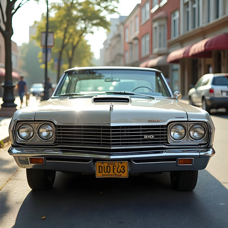 Old american car Chevrolet Camaro in the city street.の素材