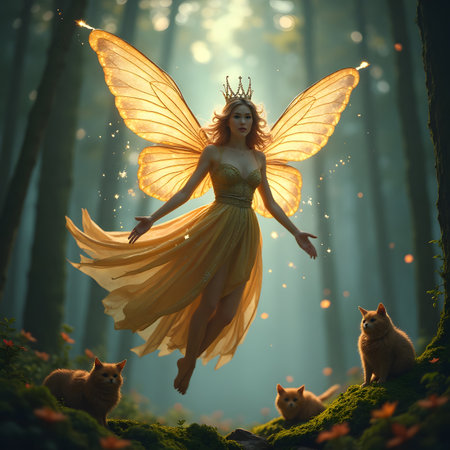 Fairy in the forest. Fairy tale. 3d rendering.の素材