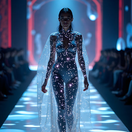 A model walks the runway at the Elie Saab fashion show during MBFW Fall 2015 at Lincoln Center in NYCの素材