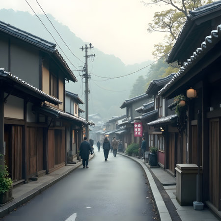 Unidentified people walking on the street in Kyoto, Japanの素材