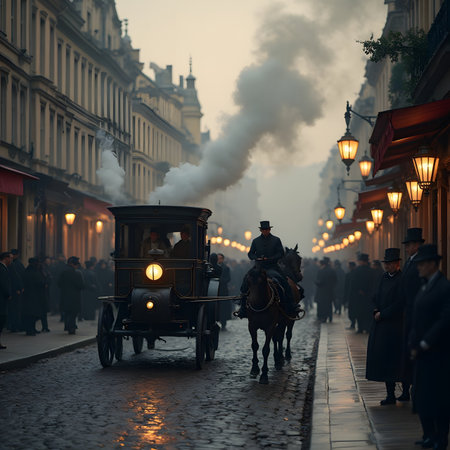 Horse-drawn carriage on the street of Prague, Czech Republicの素材