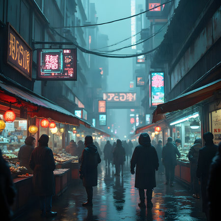 Shenzhen Xixiang old street at night, China.の素材