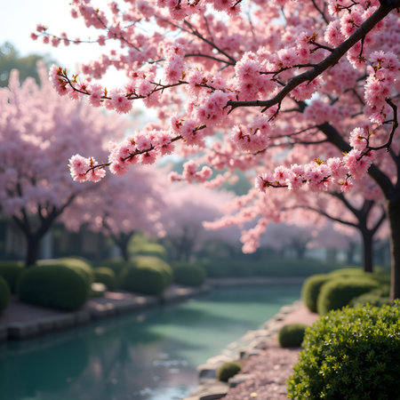Beautiful cherry blossom sakura in spring time, nature backgroundの素材