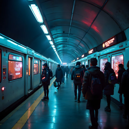 Hong Kong subway at night.の素材
