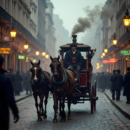 Horse drawn carriage in Prague, Czech Republicの素材