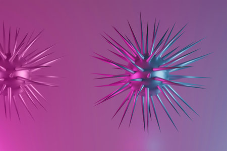 3D rendering. Virus visualization made in a 3D graphics program.の写真素材