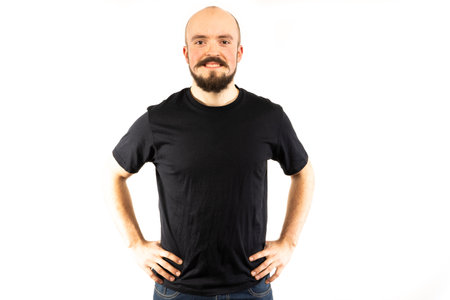 The man poses in a photo studio.の写真素材