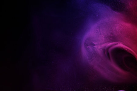 Beautiful swirling gray smoke. Mockup for your logo. Wide angle horizontal wallpaper or web banner.の写真素材