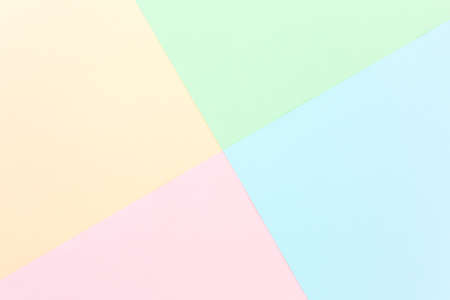 Background pastel colors: pink, yellow, blue, green. Geometric pattern papers. Minimal concept. Flat...