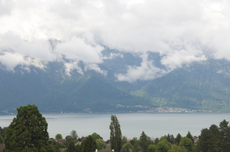 Dark Clouds Floating Over the Mountainsの写真素材