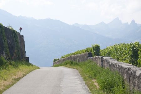A winding road in Switzerlandの写真素材
