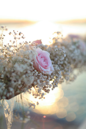Wedding Guest Dining Table Decorations, Wedding Ceremony Dinnerの写真素材