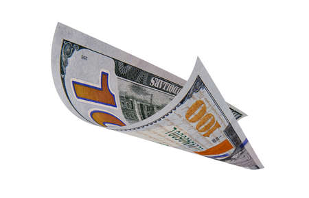 Curled American Dollar, Floating Coins, American Banknote