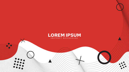 Special Cover Design with Red Colors and Shapes, Waves from Lines and Graphic Objects. Auxiliary graphic elements for presentation cover design. Special presentation file cover designs.のイラスト素材