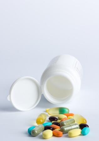 assorted pills and bottleの写真素材