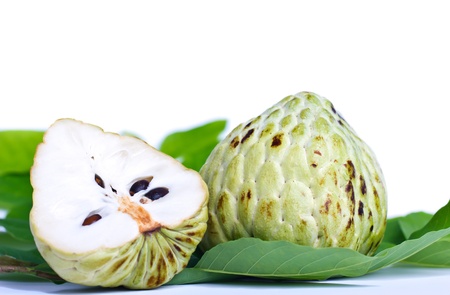 Fresh custard apple on white background