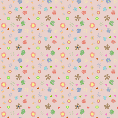 Rose quartz background with colorful floral seamless pattern background, can be used for wallpaper, website background, textile printing, invitation, gift card design. Vector illustration EPS 10のイラスト素材