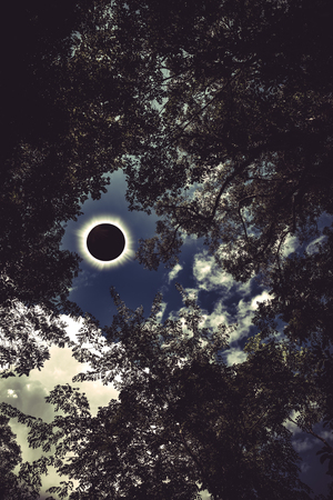 Amazing scientific natural phenomenon. Prominence and internal corona. Total solar eclipse glowing...