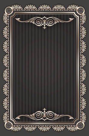 Elegant vintage frame with ornate border and copy space for the text.の写真素材