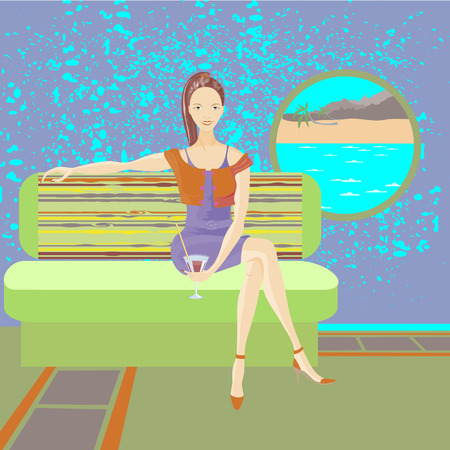 girl; cocktail; club; sexy;  glamour;のイラスト素材