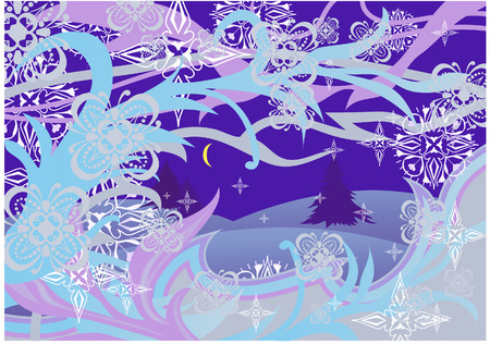   winter; background; blue; night; holiday;  star; frost; crystal; のイラスト素材