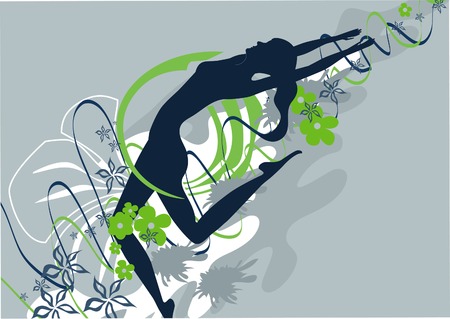 Silhouette of a gymnast. Background.  illustration.のイラスト素材