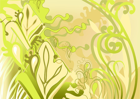 Air background. Delicate palette. Abstraction. Movement of leaves, stems.のイラスト素材