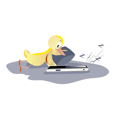 Duckling woke phone call. Surprise. Emotions.のイラスト素材