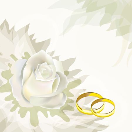 White rose and wedding rings. Wedding Card.のイラスト素材
