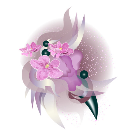 Abstraction fantasy with violets. Arrangement of pink violets.のイラスト素材