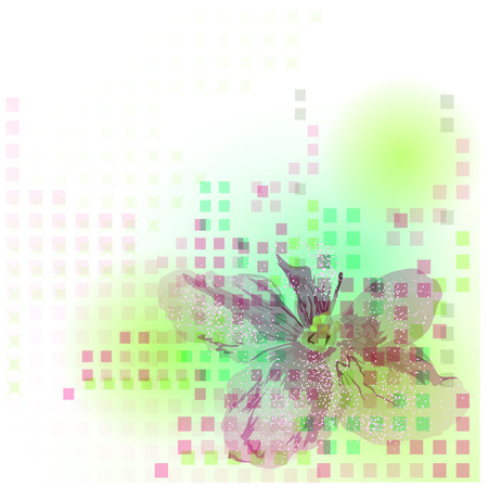 Abstract fantasy with violets. Light background with a flower.のイラスト素材