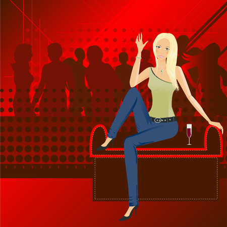 The girl at the disco welcomes a friend.のイラスト素材
